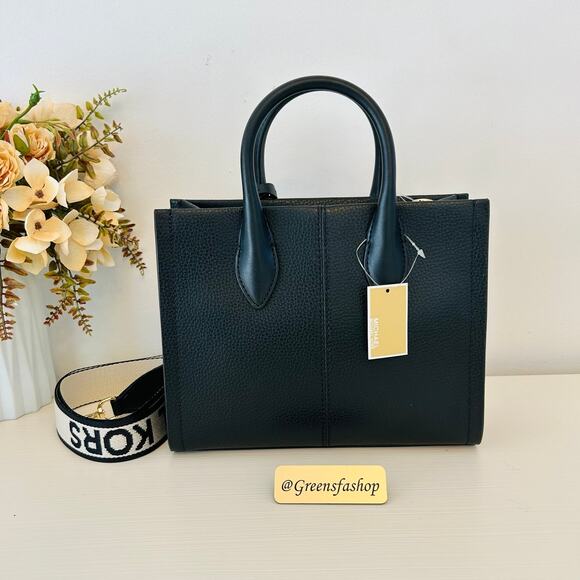 Michael Kors Purse Mirella Small Shopper Crossbody Bag Black Leather - Picture 9 of 10